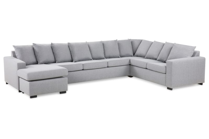 Crazy 7-seters Venstrevendt U-formet XX-Large Hjørnesofa med Divan i Stoff - Grå - Møbler - Sofaer - Hjørnesofaer - Hjørnesofa med divan