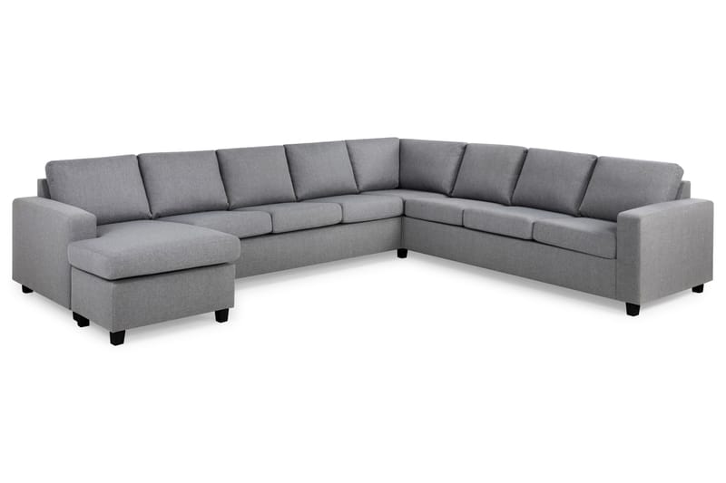 Crazy 7-seters Venstrevendt U-formet XX-Large Hjørnesofa med Divan i Stoff - Grå - Møbler - Sofaer - Hjørnesofaer - Hjørnesofa med divan