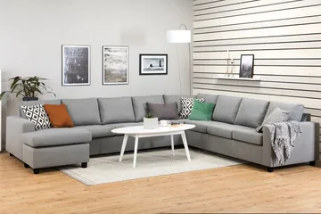 Crazy 7-seters Venstrevendt U-formet XX-Large Hjørnesofa med Divan i Stoff - Grå - Møbler - Sofaer - Hjørnesofaer - Hjørnesofa med divan