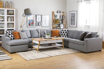 Crazy 7-seters Venstrevendt U-formet XX-Large Hjørnesofa med Divan i Stoff - Grå - Møbler - Sofaer - Hjørnesofaer - Hjørnesofa med divan