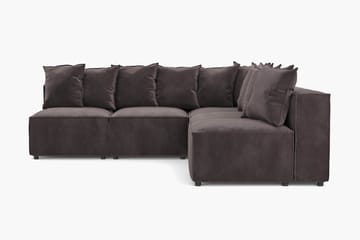 Cubo 5-seters L-formet Dyp Modulhjørnesofa i Fløyel - Mørk grå - Møbler - Sofaer - Hjørnesofaer