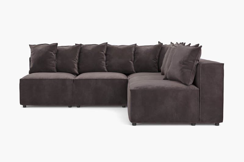 Cubo 5-seters L-formet Dyp Modulhjørnesofa i Fløyel - Mørk grå - Møbler - Sofaer - Hjørnesofaer