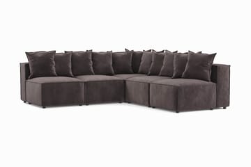 Cubo 5-seters L-formet Dyp Modulhjørnesofa i Fløyel - Mørk grå - Møbler - Sofaer - Hjørnesofaer