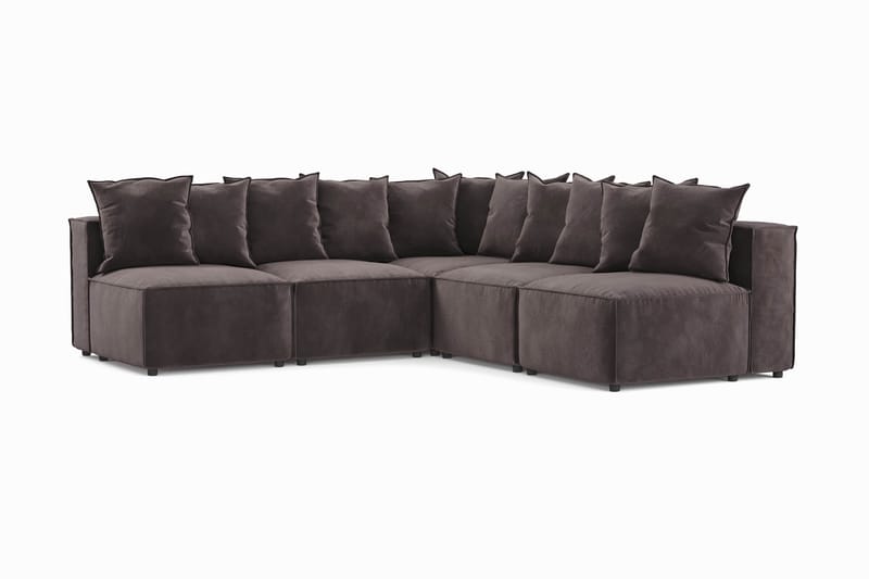 Cubo 5-seters L-formet Dyp Modulhjørnesofa i Fløyel - Mørk grå - Møbler - Sofaer - Hjørnesofaer