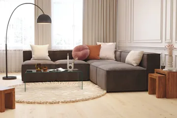 Cubo 5-seters L-formet Dyp Modulhjørnesofa i Fløyel - Mørk grå - Møbler - Sofaer - Fløyelssofaer