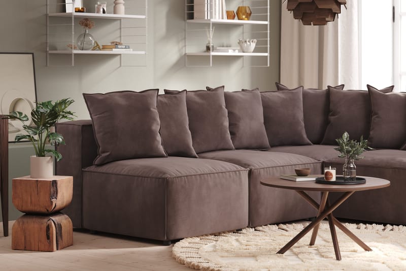 Cubo 5-seters L-formet Dyp Modulhjørnesofa i Fløyel - Mørk grå - Møbler - Sofaer - Fløyelssofaer