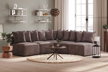 Cubo 5-seters L-formet Dyp Modulhjørnesofa i Fløyel - Mørk grå - Møbler - Sofaer - Fløyelssofaer