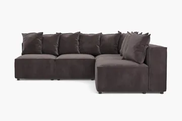 Cubo 5-seters L-formet Dyp Modulhjørnesofa i Fløyel - Mørk grå - Møbler - Sofaer - Fløyelssofaer