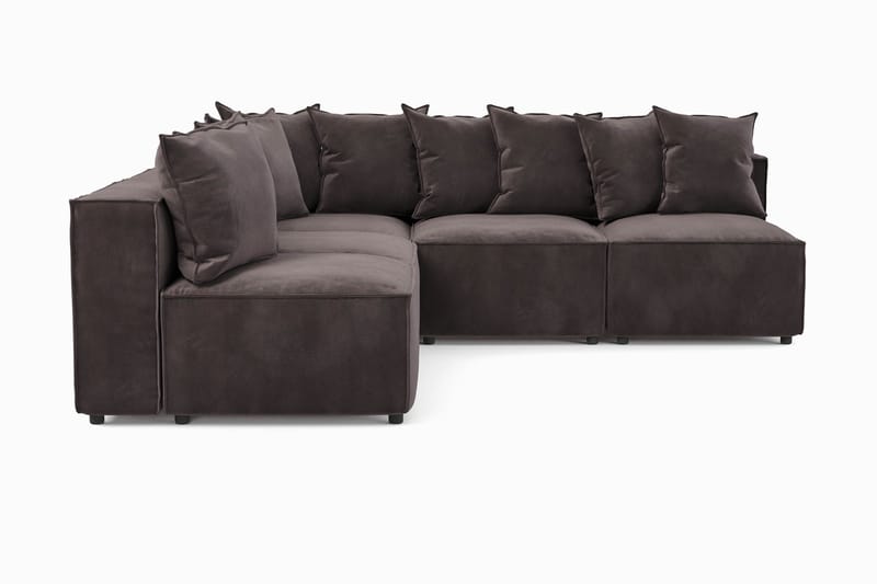 Cubo 5-seters L-formet Dyp Modulhjørnesofa i Fløyel - Mørk grå - Møbler - Sofaer - Fløyelssofaer