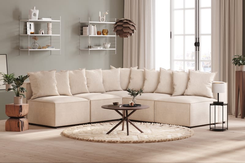 Cubo 5-seters L-formet Dyp Modulhjørnesofa i Manchester - Beige - Møbler - Sofaer - Hjørnesofaer