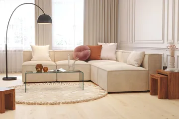 Cubo 5-seters L-formet Dyp Modulhjørnesofa i Manchester - Beige - Møbler - Sofaer - Hjørnesofaer