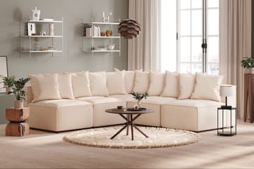 Cubo 5-seters L-formet Dyp Modulhjørnesofa i Stoff - Beige - Møbler - Sofaer - Hjørnesofaer
