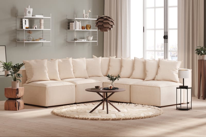 Cubo 5-seters L-formet Dyp Modulhjørnesofa i Stoff - Beige - Møbler - Sofaer - Hjørnesofaer