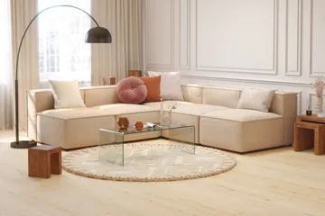 Cubo 5-seters L-formet Dyp Modulhjørnesofa i Stoff - Beige - Møbler - Sofaer - Hjørnesofaer