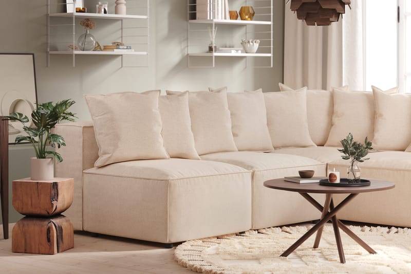 Cubo 5-seters L-formet Dyp Modulhjørnesofa i Stoff - Beige - Møbler - Sofaer - Hjørnesofaer