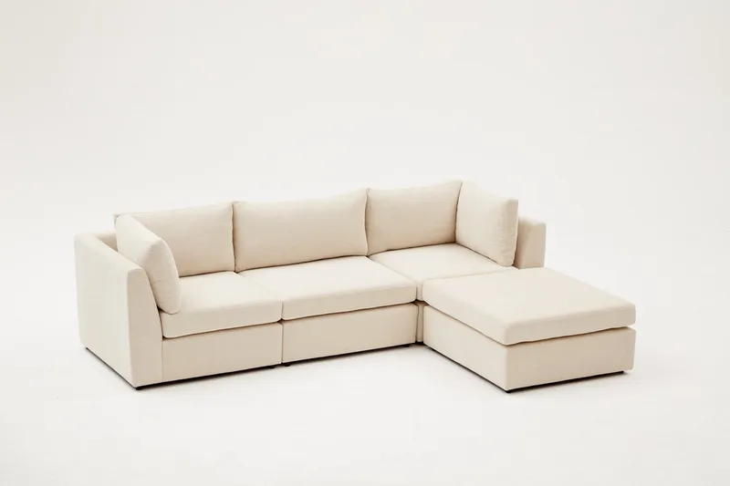 Deliones Hjørnesofa 3-seter - Beige - Møbler - Sofaer - Sofaer med sjeselong - 4 seters sofa med divan