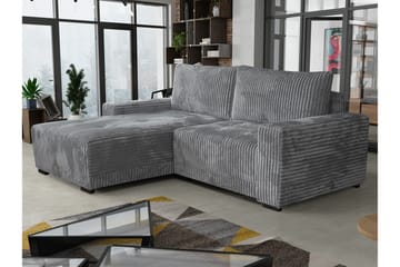 Denegal 3-seter Venstrevendt Sofa med Sjeselong 237 cm med Oppbevaring i Fløyel - Grå - Møbler - Sofaer - Sofaer med sjeselong - 3 seters sofa med divan