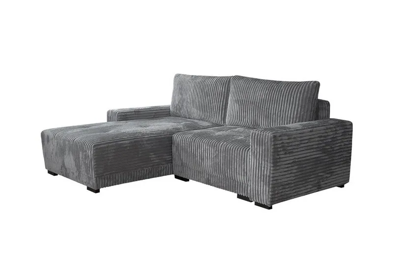 Denegal 3-seter Venstrevendt Sofa med Sjeselong 237 cm med Oppbevaring i Fløyel, Grå