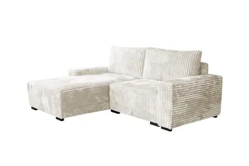 Denegal 3-seter Venstrevendt Sofa med Sjeselong 237 cm med Oppbevaring i Fløyel - Kremhvit - Møbler - Sofaer - Sofaer med sjeselong - 3 seters sofa med divan