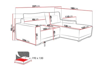 Denegal 3-seters Hjørnesofa - Møbler - Sofaer - Hjørnesofaer