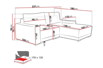 Denegal 3-seters Hjørnesofa - Møbler - Sofaer - Hjørnesofaer - Hjørnesofa med divan