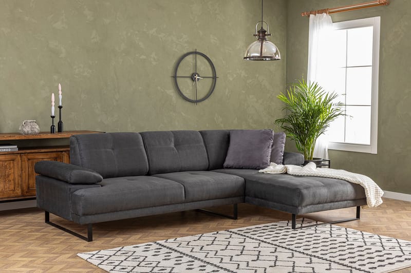 Divansofa 3-seters Caboolture - Antrasitt - Møbler - Sofaer - Hjørnesofaer