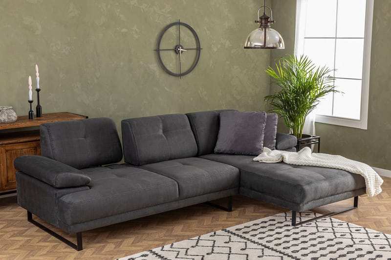 Divansofa 3-seters Caboolture - Antrasitt - Møbler - Sofaer - Hjørnesofaer