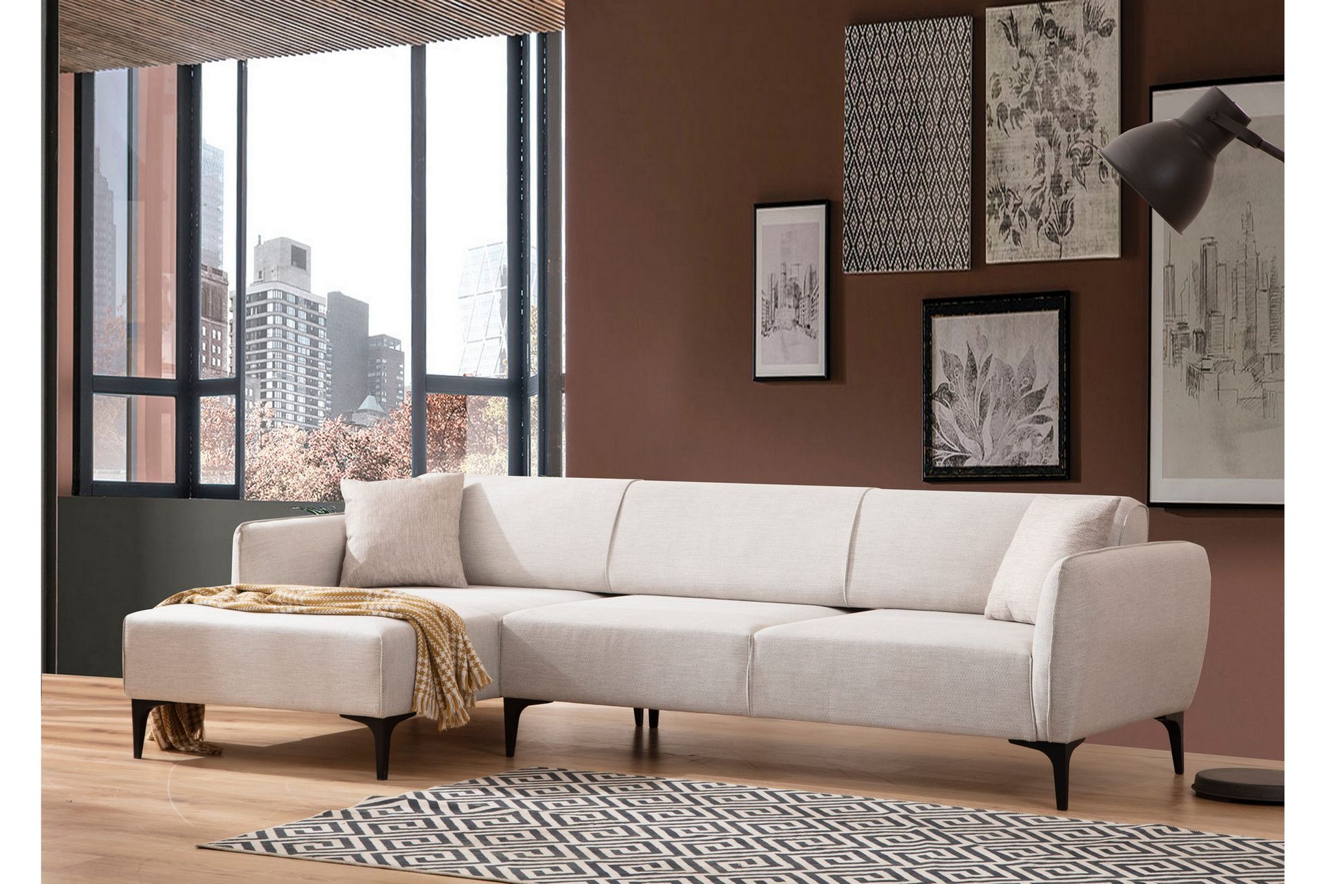 Divansofa 3-seters Wangaratta - Hvit - Møbler - Sofaer - Hjørnesofaer