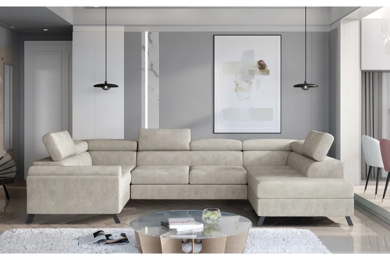 Escadia Hjørnesofa med Sjeselong Høyre, Beige
