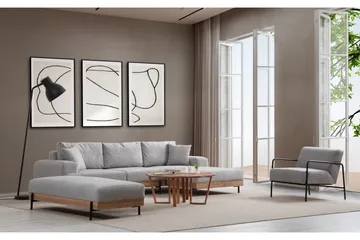 Eti Hjørnesofa 3-seter - Grå - Møbler - Sofaer - Hjørnesofaer