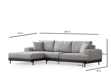 Eti Hjørnesofa 3-seter - Grå - Møbler - Sofaer - Sofaer med sjeselong - 4 seters sofa med divan