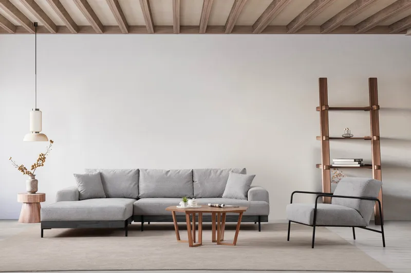 Eti Hjørnesofa 3-seter - Grå - Møbler - Sofaer - Sofaer med sjeselong - 4 seters sofa med divan