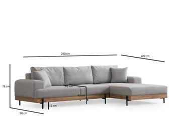 Eti Hjørnesofa 3-seter - Grå - Møbler - Sofaer - Hjørnesofaer