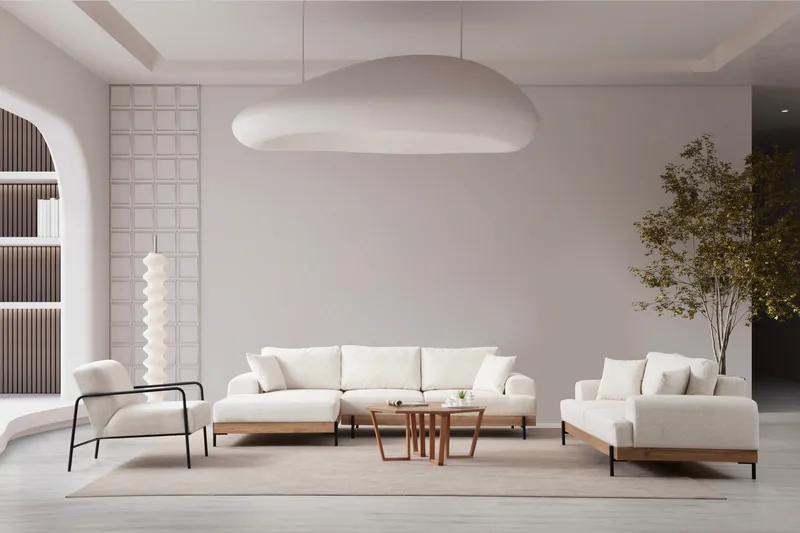 Eti Hjørnesofa 3-seter - Hvit - Møbler - Sofaer - Sofaer med sjeselong - 4 seters sofa med divan