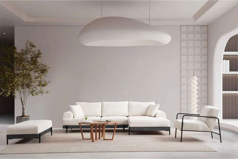 Eti Hjørnesofa 3-seter - Hvit - Møbler - Sofaer - Sofaer med sjeselong - 4 seters sofa med divan