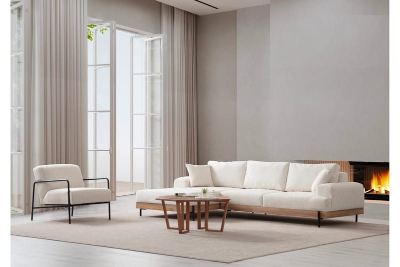 Eti Hjørnesofa 3-seter - Hvit - Møbler - Sofaer - Sofaer med sjeselong - 4 seters sofa med divan