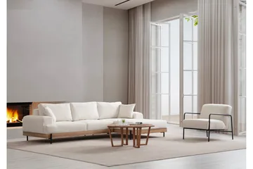 Eti Hjørnesofa 3-seter - Hvit - Møbler - Sofaer - Sofaer med sjeselong - 4 seters sofa med divan