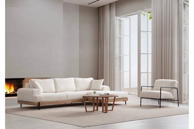 Eti Hjørnesofa 3-seter - Hvit - Møbler - Sofaer - Sofaer med sjeselong - 4 seters sofa med divan