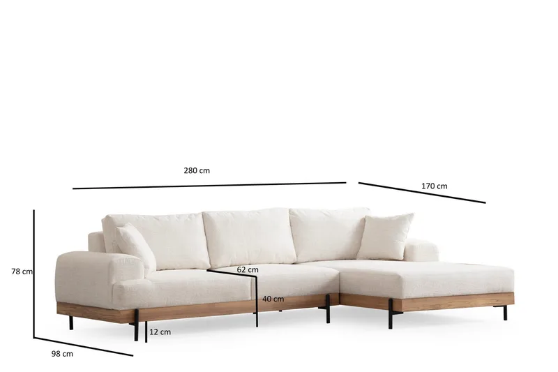 Eti Hjørnesofa 3-seter - Hvit - Møbler - Sofaer - Sofaer med sjeselong - 4 seters sofa med divan