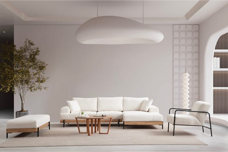 Eti Hjørnesofa 3-seter - Hvit - Møbler - Sofaer - Sofaer med sjeselong - 4 seters sofa med divan