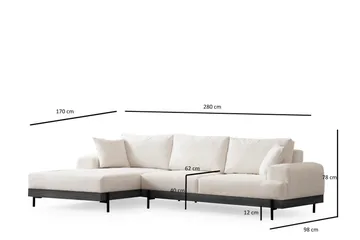 Eti Hjørnesofa 3-seter - Hvit - Møbler - Sofaer - Sofaer med sjeselong - 4 seters sofa med divan