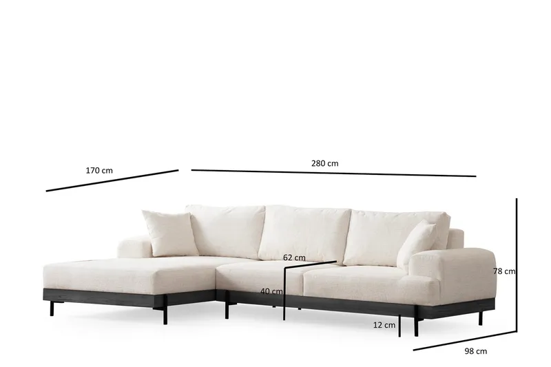 Eti Hjørnesofa 3-seter - Hvit - Møbler - Sofaer - Sofaer med sjeselong - 4 seters sofa med divan