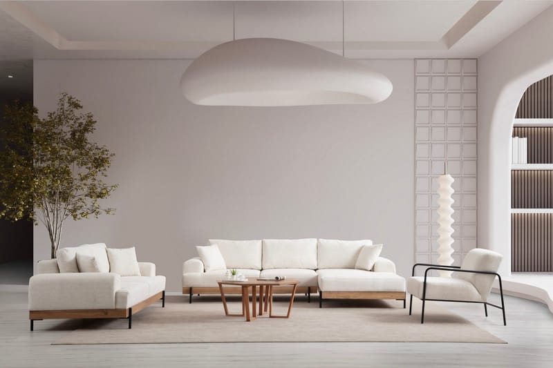 Eti Hjørnesofa 3-seter - Hvit - Møbler - Sofaer - Sofaer med sjeselong - 4 seters sofa med divan