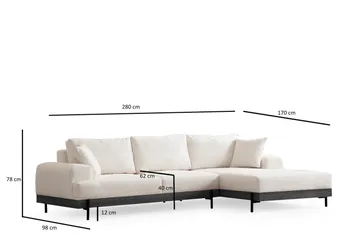Eti Hjørnesofa 3-seter - Hvit - Møbler - Sofaer - Sofaer med sjeselong - 4 seters sofa med divan