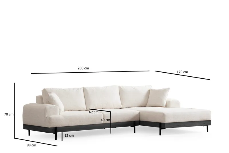 Eti Hjørnesofa 3-seter - Hvit - Møbler - Sofaer - Sofaer med sjeselong - 4 seters sofa med divan