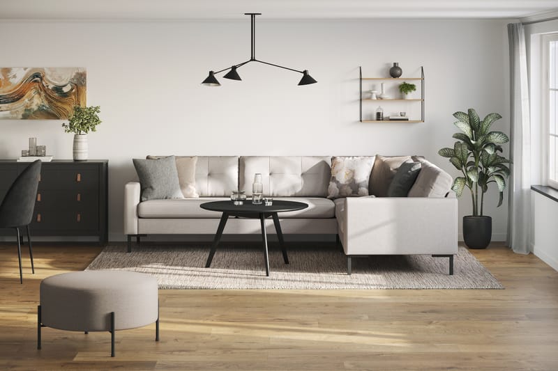 Frillestad 5-seters Høyrevendt L-formet Hjørnesofa i Stoff - Beige - Møbler - Sofaer - Hjørnesofaer