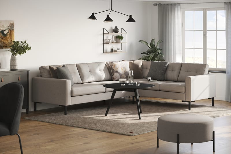 Frillestad 5-seters Høyrevendt L-formet Hjørnesofa i Stoff - Beige - Møbler - Sofaer - Hjørnesofaer