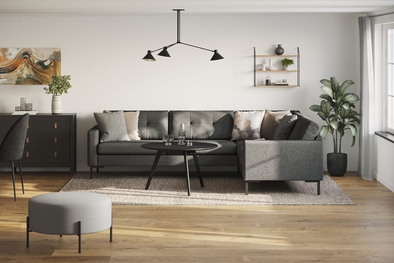 Frillestad 5-seters Høyrevendt L-formet Hjørnesofa i Stoff - Mørk grå - Møbler - Sofaer - Hjørnesofaer