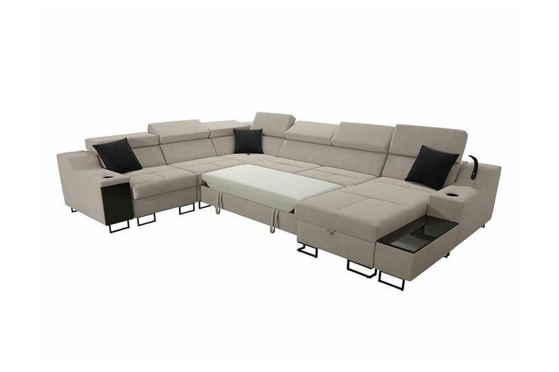 Galbally 5-sits Hörnsoffa NO_BRAND Black - Møbler - Sofaer - Sovesofaer - Langsgående sovesofa
