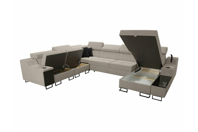 Galbally 5-sits Hörnsoffa NO_BRAND Black - Møbler - Sofaer - Sovesofaer - Langsgående sovesofa